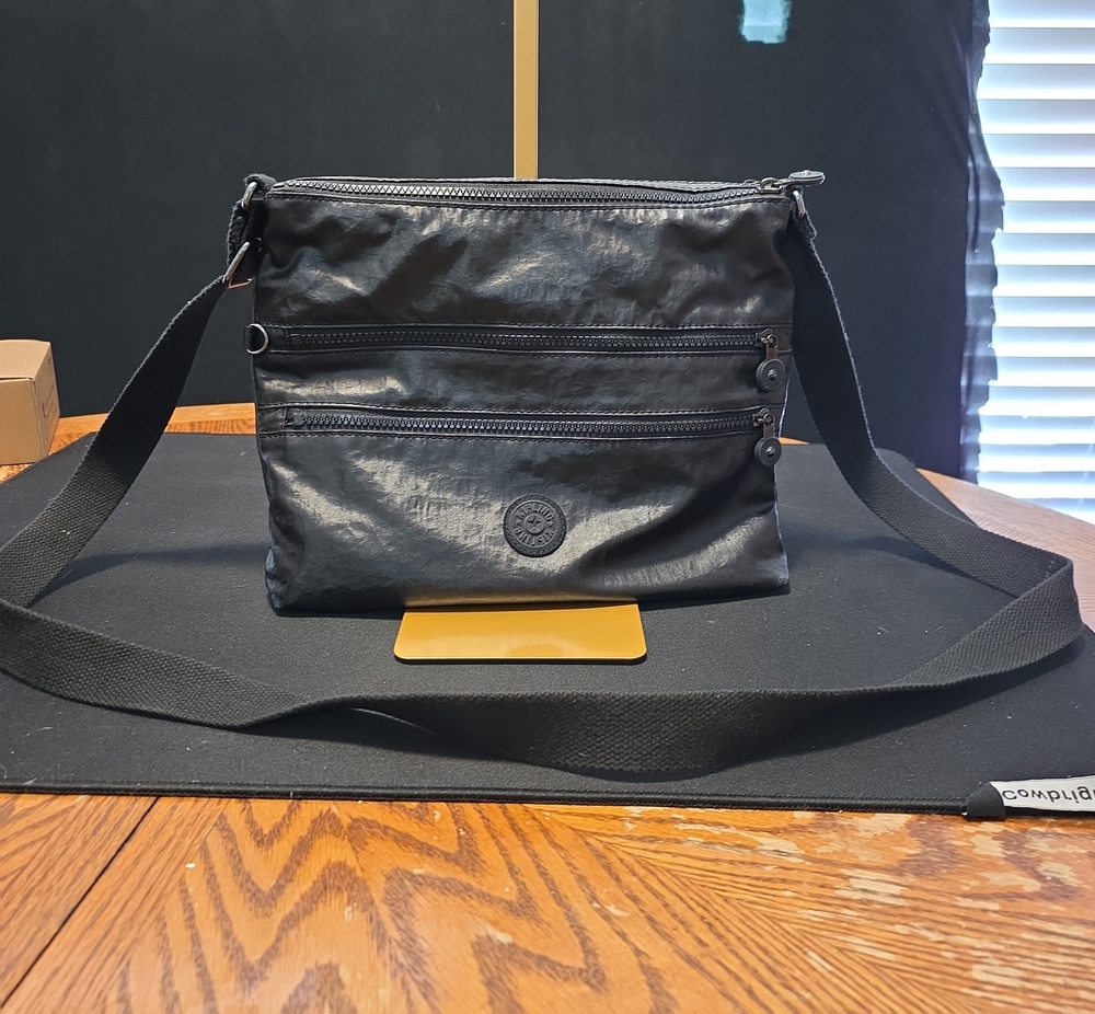 Kipling Black Nylon Crossbody Bag with Front Zips